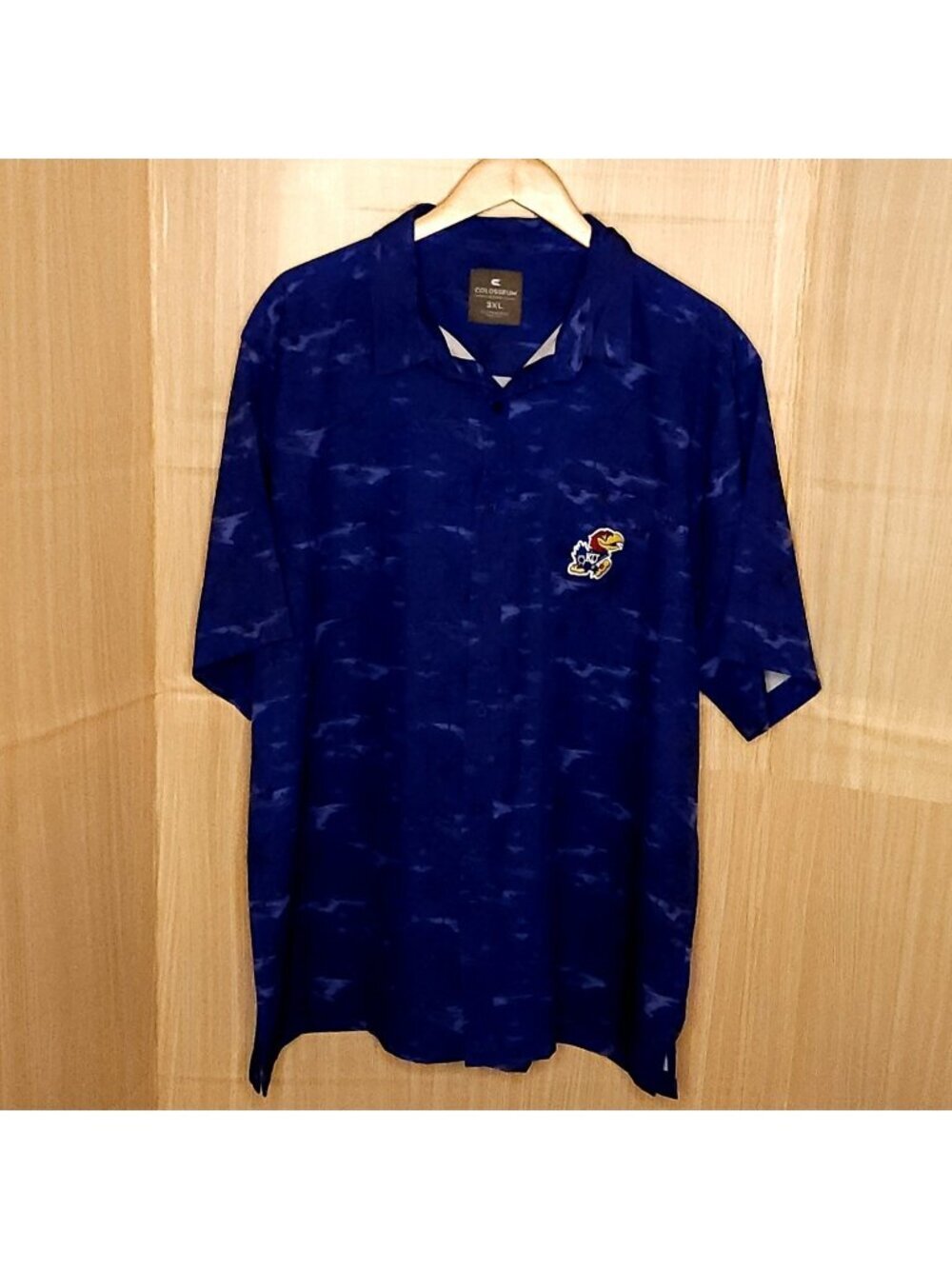 Colosseum Mens New University Of Kansas Blue Silky Hawaiian Shirt 3XL